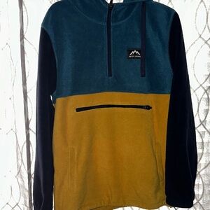 Teal and Mustard Fleece Pullover